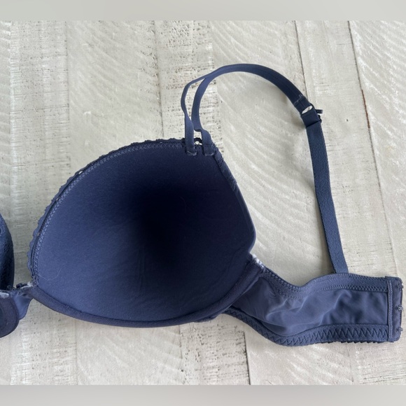 Aerie Hannah Demi Lace Trim Navy Bra size 36DD in Navy Grey Color NWOT - Picture 9 of 9
